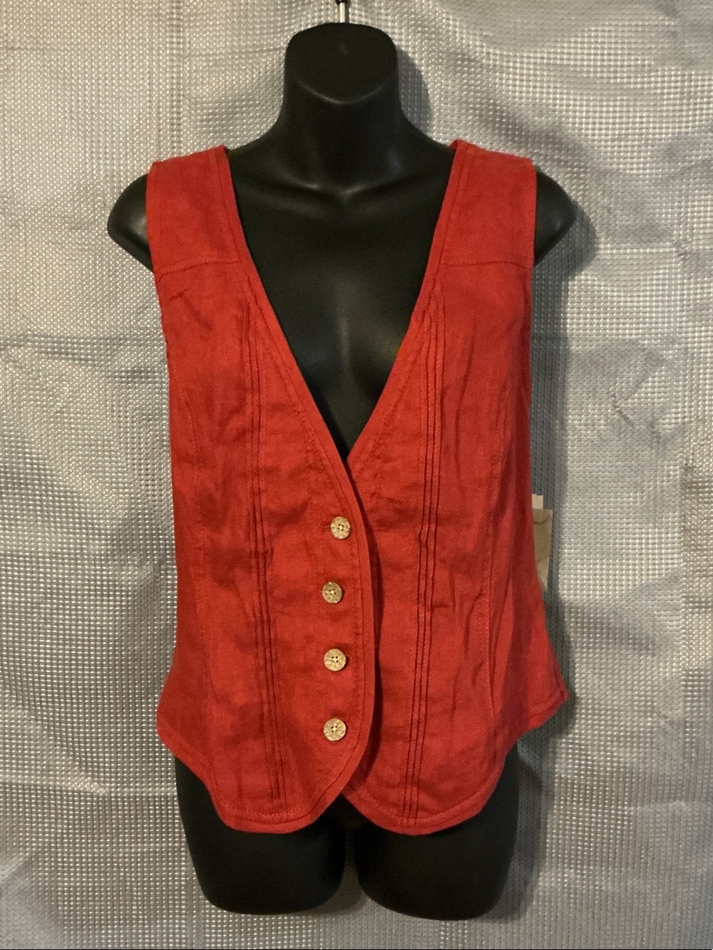 Coldwater Creek Rustic Red V-Neck Button Tank